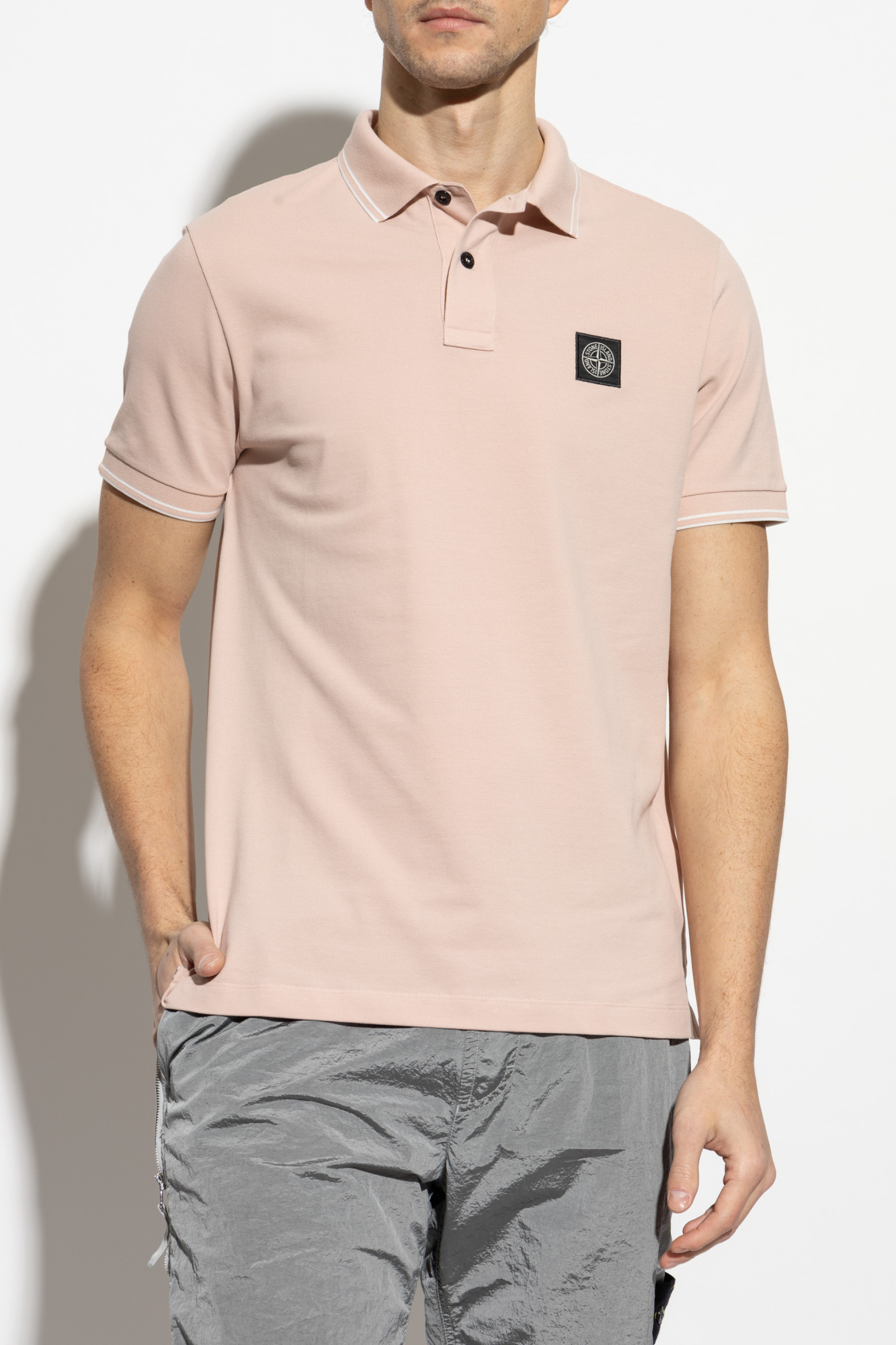 【STONE 】2000s Unique Polo Shirt Stone Island 2000s Vintage Painted Striped Spellout Polo